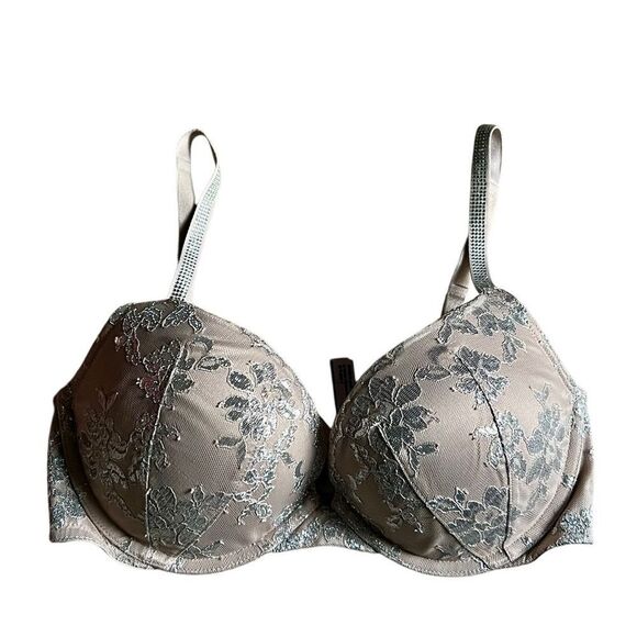 victoria’s Secret Lace Silver Push Up Shine Crystal Bra 34D - Picture 7 of 16